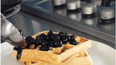 Waffles With Blueberry Compote